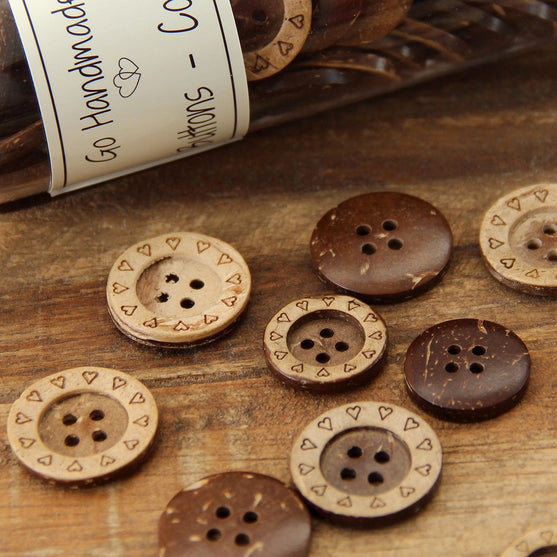 Guziki Kokosowe - Serca - Go Handmade
2