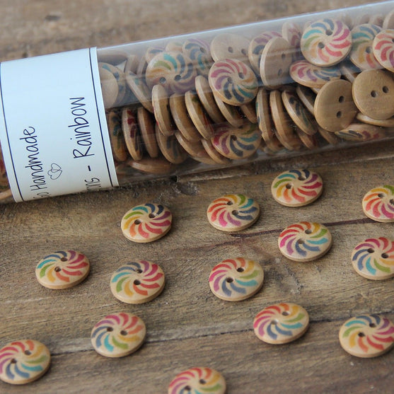 Tęczowe Guziki - 15 mm - Go Handmade
2