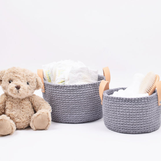 Ribbon koszyki ze skórzanymi uchwytami w 3 rozmiarach
4