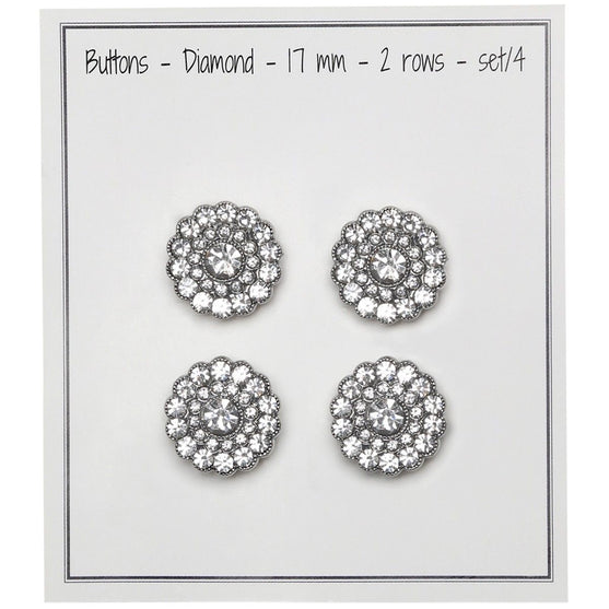 Guziki Bling - Małe Kamienie - Srebrne - 4 szt. - Go Handmade
2