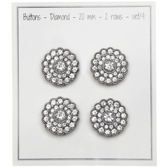 Guziki Bling - Małe Kamienie - Srebrne - 4 szt. - Go Handmade
3