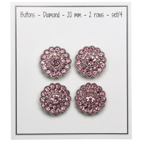 Guziki Bling - Małe Kamienie - Różowe - 4 szt. - Go Handmade
2