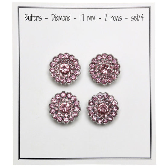 Guziki Bling - Małe Kamienie - Różowe - 4 szt. - Go Handmade
3