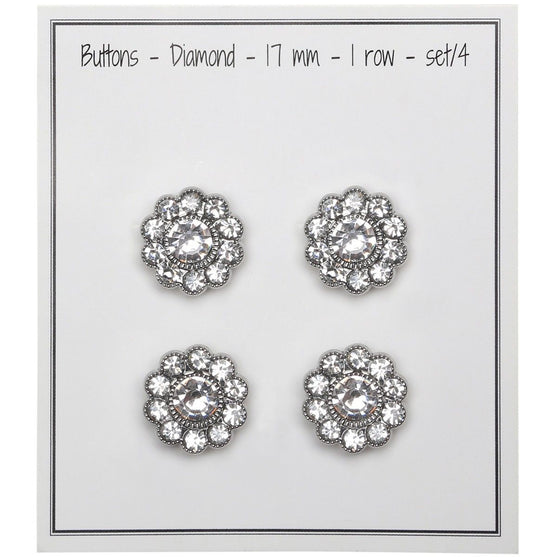 Guziki Bling - Duże Kamienie - Srebrne - 4 szt. - Go Handmade
2