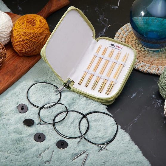 Bamboo Starter Zestaw wymiennych drutów na żyłce - KnitPro
4