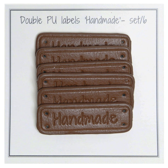 Znaczek z ekologicznej skóry PU &quot;Handmade&quot; - 6 szt. - 5 x 1,5 cm - Go Handmade
