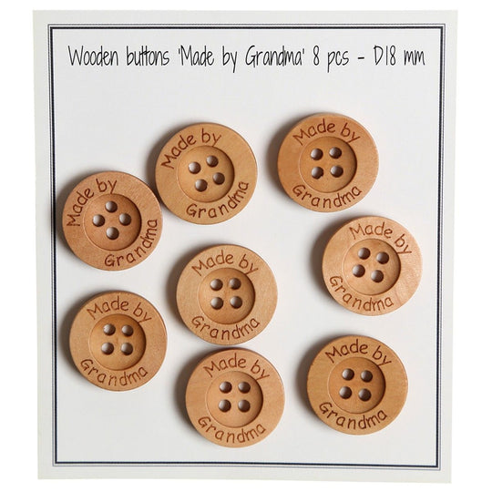 Guziki drewniane - Made by Grandma  - 18 mm - Go Handmade