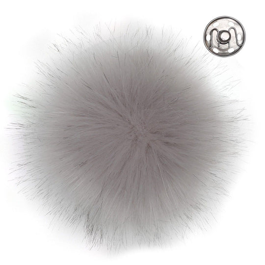 Pompon z zatrzaskiem - Szary, large/13 cm - Go Handmade