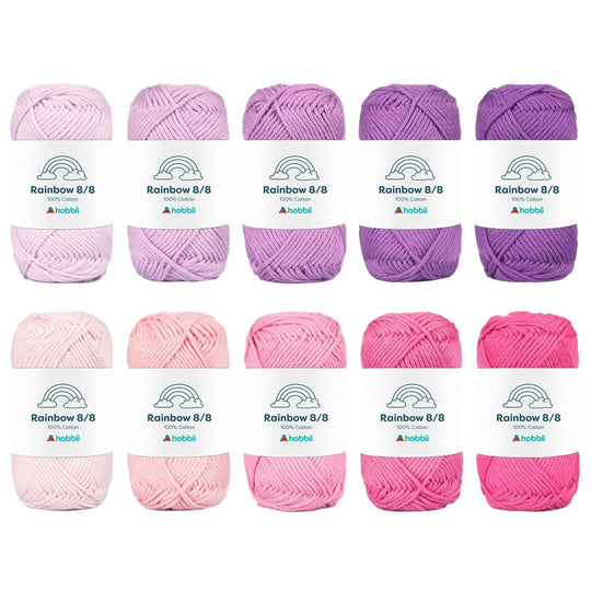 Rainbow Cotton 8/8 Color Pack - Zestaw 10 włóczek - Hobbii